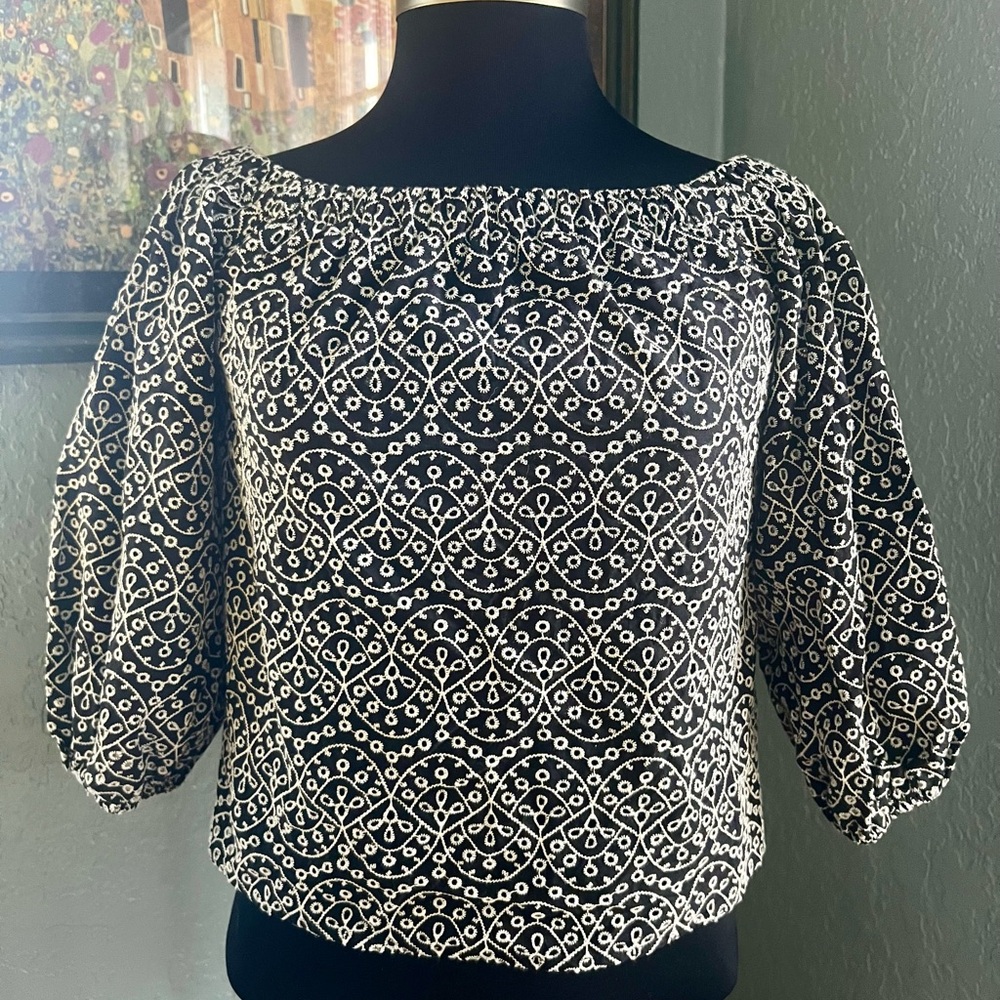 Express Black And White Eyelet Patterned Women's … - image 1